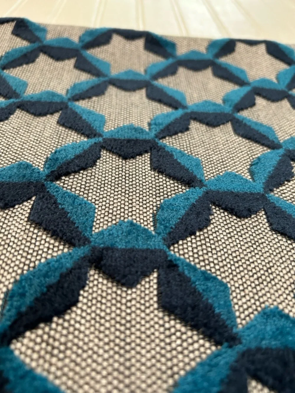 West Elm~ Blue Cut Velvet Star Lumbar Pillow Cover
